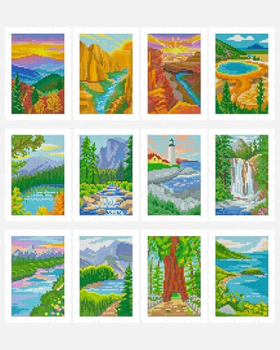 forever young U.S. National Park Small Diamond Art Kits, 5x7 Inch Canvas | 12 PCS DIY square diamond painting kits for beginners and adults, perfect for collecting, display ＆ relaxing stress relief - color: U.S. National Park
