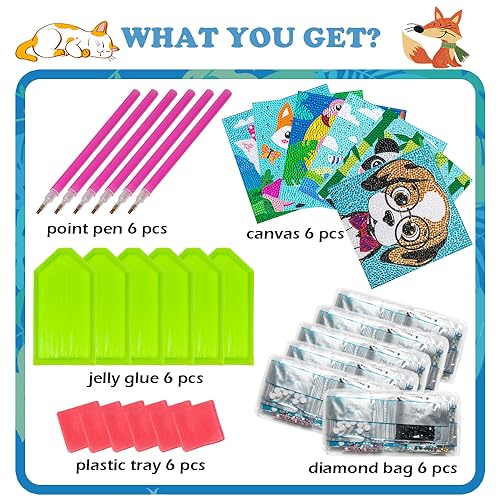 Labeol Diamond Art Kits for Kids Crafts for Girls Ages 6-8-10-12 Easy to DIY Creative Diamond Art Sticker Craft by Numbers Kits for Kids and Adult Beginners (6 Pack Chic) - style: 6 pack Chic
