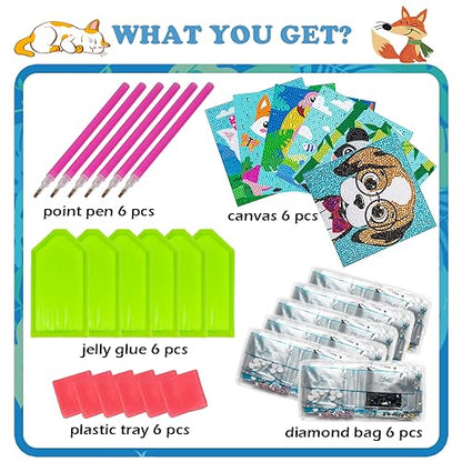 Labeol Diamond Art Kits for Kids Crafts for Girls Ages 6-8-10-12 Easy to DIY Creative Diamond Art Sticker Craft by Numbers Kits for Kids and Adult Beginners (6 Pack Chic) - style: 6 pack Chic