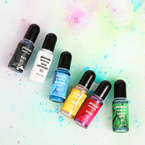 Alcohol Ink Set – New Improved Formula – 24 Highly Saturated, Fast-Drying, Permanent Inks for Epoxy Resin, Tumblers, Fluid Art Painting, Glass, Metal, and More
