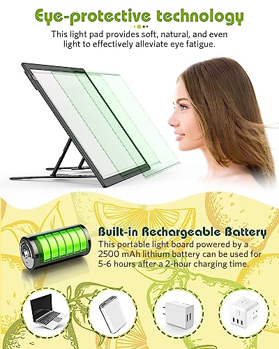 A3 Light Board for Diamond Painting, Rechargeable Battery Light Pad, Magnetic Tracing Light Box, Ultra-Thin Copy Board with 3 Colors& 6 Levels Adjustable Brightness for Drawing, Sketching, Animation - style: A3-rechargeable