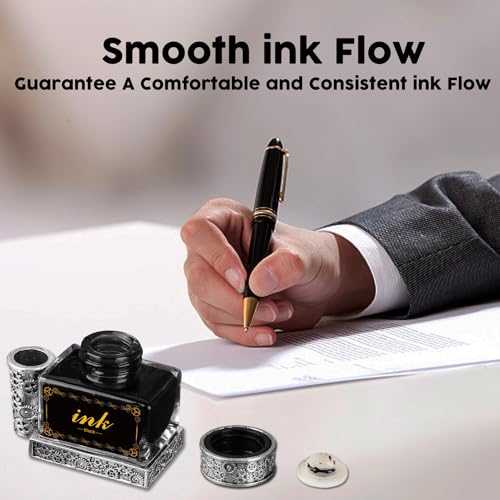 Calligraphy Ink Pen Ink Black,15ml Black Ink,2-in-1 Pen Holder Ink,Suitable for quills Quill Pen dip Pen Calligraphy Pen Drawing Pen,Carbon Free Ink for pens