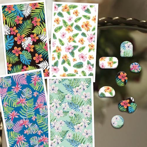 OLYCRAFT Plants Clay Transfer Paper 4 Designs 24pcs Polymer Clay Transfer Sheets for Jewelry Making - style: Tropical Flower