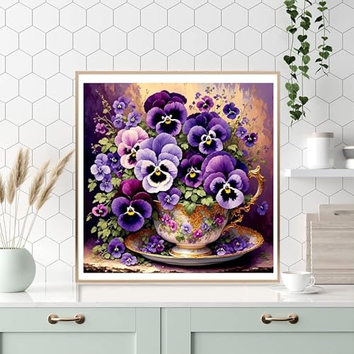 Flower Paint by Numbers Kit for Adults, Paint by Number for Adults Flowers - color: Pansy