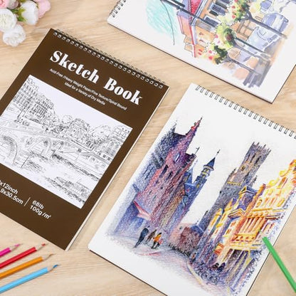 4 Pack Sketch Books 9 × 12 in, Top Spiral, 30 Sheets Each, Drawing Pad - color: Tan, size: 9 × 12Inch（4 Pack）