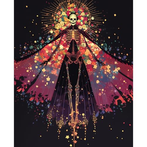 obterie Skull Paint by Numbers Kit for Adults Beginner Halloween Oil Painting Kit Adult Paint by Number Kits on Canvas DIY Painting for Beginners Art by Numbers for Gifts Home Wall Decor 16x20 Inch - color: YF013
