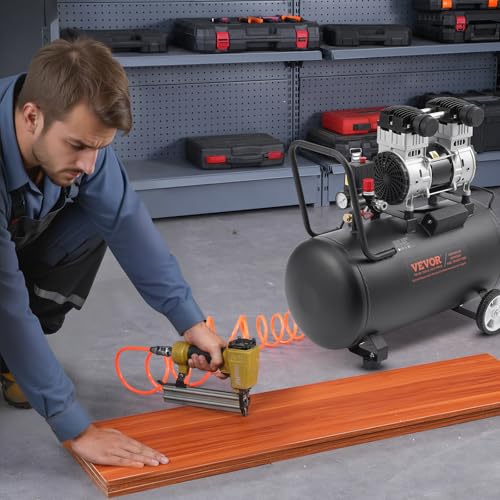 VEVOR Air Compressor, 15 Gallon Steel Tank, 2HP 5.3 CFM@90 PSI Oil Free Air Compressor & Max. 125PSI Pressure, 78dB Ultra Quiet Portable Compressor, for Auto Repair, Tire Inflation, Spray Painting - size: 15 Gallon