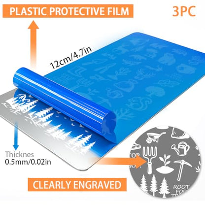 PH PandaHall 3pcs Tree Planting Nail Stamping Plate Wild Animals Nail Art Templates Forest Mountains Manicure Stamper Plate Protect Trees Nails Art Stencils for Women Print Manicures Salon Design - style: Tree Planting