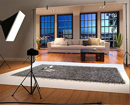 Vinyl 10x7ft Modern Living Room Backdrop for Photography City Night View | Business Office French Window Cozy Sofa Photo Background Interior Home Decor, Luxury Apartment Live Streaming Portrait Props - size: 10x7ft