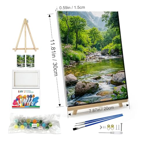 JOOZ Landscape Paint by Number Kit for Adults Beginner with Easel Mountain Adult Paint by Number Kits on Canvas with Frame Forest DIY Oil Painting Kits for Gift Home Wall Decor 7.87x11.81 Inch - color: PN05