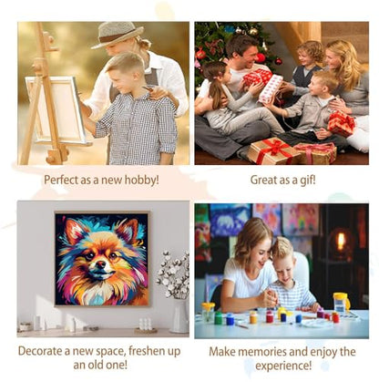 Artunion Framed Paint by Numbers Kit for Adults Beginners & Kids Ages 8-12,Pomeranian Paint by Number with Frame,Dog Animal Paint by Numbers Kit on Canvas 10 * 10 Inch Without Easel - color: ZXT-380-F