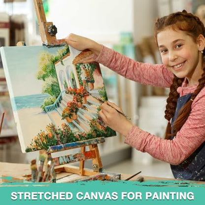 ESRICH Stretched Canvas for Painting, 16 Pack 8x8 Square Canvases for Painting Primed Acid-Free Blank Canvases,Painting Canvas for Beginners, Artists for Oil,Acrylic Paint, Pouring Painting. - size: 8x8in-16P