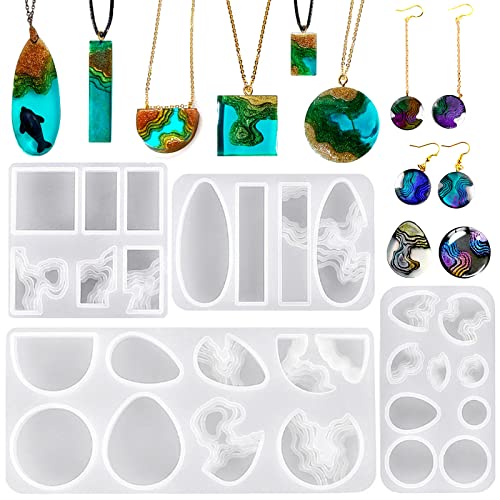 Island Resin Jewelry Molds for Casting Earring Pendant Set of 4 - color: 4PCS Island Molds