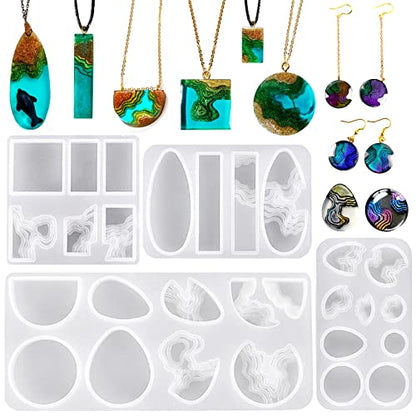 Island Resin Jewelry Molds for Casting Earring Pendant Set of 4 - color: 4PCS Island Molds