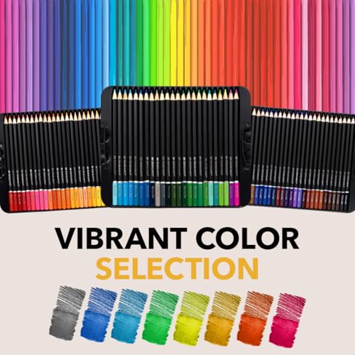 Castle Art Supplies 72 Watercolor Pencils for Adults - With Tin Case | Vibrant pigments for blending, drawing, and painting - professional-grade quality - beautifully presented in a tin case