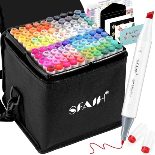 SFAIH Dual Tip Alcohol Markers, 101 Colors, Chisel & Fine Art Coloring Set - color: 101 Colors