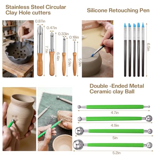 42pcs Pottery Tools Kit for Sculpting,Clay Tools Sculpting Kit,Ceramic Tools for Modeling, Trimming, Molding Clay Carving,Shaping, for Beginners, Hobbyists, Artists