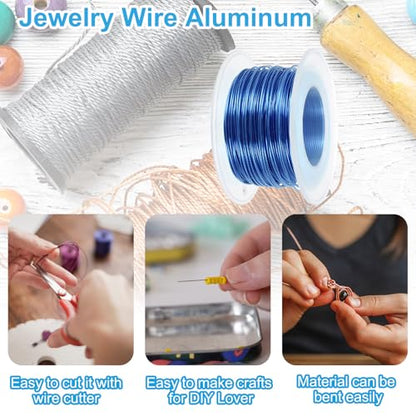PATIKIL 20 Gauge 0.8mm Aluminum Craft Wire, 98.4 Ft Metal Wire Armature Bendable Wire for Jewelry Making Metal Wrap DIY, Sapphire Blue - color: Sapphire Blue, size: 0.8 mm x 30 m