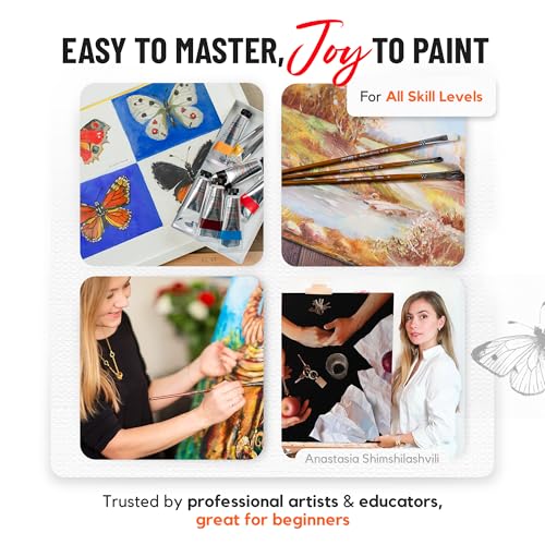 ZenART Professional Oil Paint Set - Artist Grade Primary Colors - 8x50ml | Essential Palette - Non-Toxic Large Tubes, Buttery Consistency, Rich Pigments, Lightfast Oil Paints for Artists & Beginners - color: Essential Palette (Primary Colors)