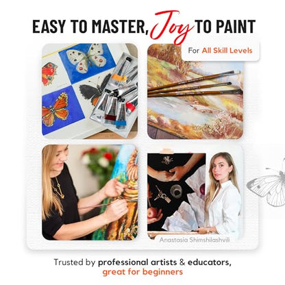 ZenART Professional Oil Paint Set - Artist Grade Primary Colors - 8x50ml | Essential Palette - Non-Toxic Large Tubes, Buttery Consistency, Rich Pigments, Lightfast Oil Paints for Artists & Beginners - color: Essential Palette (Primary Colors)