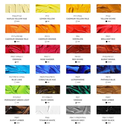 LIGHTWISH Oil Paint,24 x 20 ml / 0.67 oz, Vibrant Colors, Non-Toxic Oil Paints for Adult Beginners Professional Canvas Painting