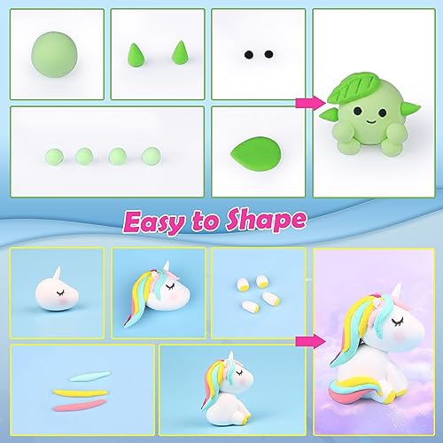 Air Dry Clay, 124 Colors Modeling Magic Clay for Kids | Includes Tools, Soft & Ultra Light, Ages 3-8+ Years, Boys & Girls - color: 124 Colors