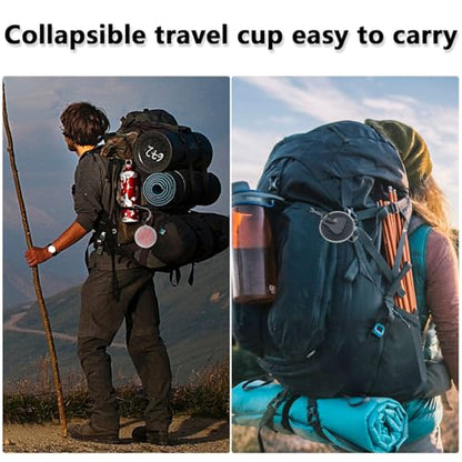 Litoexpe 4 Pack Silica gel Collapsible Travel Cup 270ml | Dark Gray & Pink & Navy Blue, with Lids, Portable Folding Camping Cup, for Camping and Travel - color: Dark Gray & Pink & Navy Blue &Teal