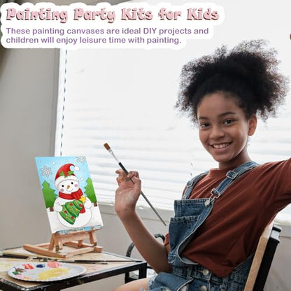 Anseal 12 Packs Christmas Pre Drawn Canvas to Paint, 5" X 7" Pre Printed Canvas for Kids, Pre Stretched Canvas Outline Painting Boards for Beginners, Students, Party Favor - color: Christmas