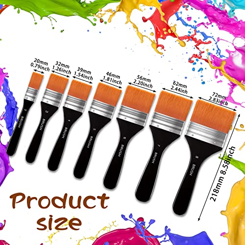 Zubebe Wide Flat Acrylic Paint Brushes 7pcs Large Paint Brushes Set | Assorted Size, Nylon Soft Bristle Artist Brushes, for Acrylic, Oil, Watercolor, Varnish, Canvas Painting, DIY Crafts - size: Large