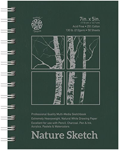 Pentalic Nature Sketch Pad, 7-Inch by 5-Inch - size: 5-inch x 7-inch, 50 Sheet Wire Bound Hard Cover Book