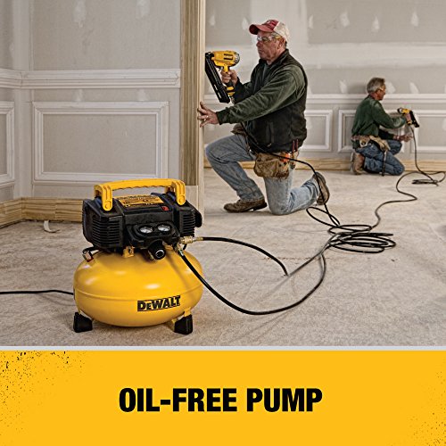 DEWALT Pancake Air Compressor, 6 Gallon, 165 PSI (DWFP55126) | Oil-Free Maintenance-Free Pump, Wood Working, Roofing, Home, Jobsite, 165 Max PSI, 2.6 SCFM @ 90 PSI