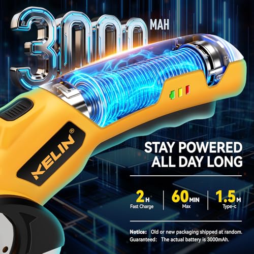 2026 New 3000mAh Cardboard Box Cutter with 2 Titanium Blades, Cordless Electric Scissors with Safety Lock & LED Light, Storage Box, 300RPM, 4V, Cutter for Fabric Carpet Carton Plastic Leather Cloth - color: Yellow-orange 2