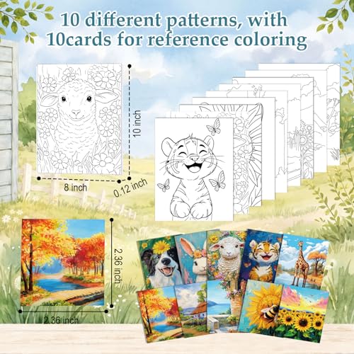 Ctosree 72 Pcs Nature Animals Paint and Sip Kit for Adults 8'' x 10'' Pre Drawn Canvas for Painting DIY Pre Printed Canvas for Party Favor Acrylic Painting Kit Wood Easel Brushes Date Night Bulk - style: Nature Animals