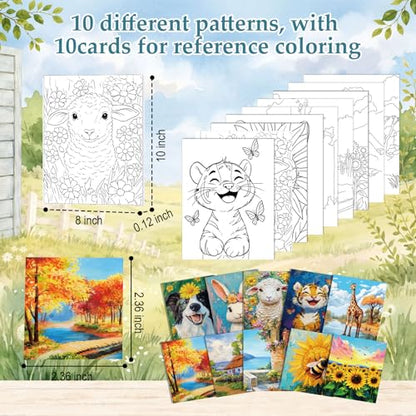 Ctosree 72 Pcs Nature Animals Paint and Sip Kit for Adults 8'' x 10'' Pre Drawn Canvas for Painting DIY Pre Printed Canvas for Party Favor Acrylic Painting Kit Wood Easel Brushes Date Night Bulk - style: Nature Animals