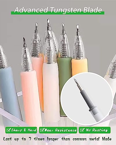 Oythiem Knife Pen Craft Cutting Tools - Precision Paper Cutter Pen with Refillable Tungsten Steel Cutter Head Refill, 6 PACK