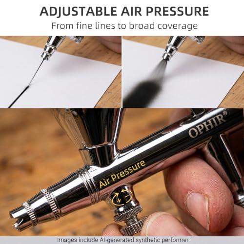 OPHIR 0.35mm Dual-Action Airbrush for Miniature Painting | Air Brush with 2CC/7CC Cups, 0.35mm Nozzle Supports Detailed Spraying for Shoes Painting, Models, Crafts, and Art Projects