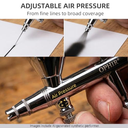OPHIR 0.35mm Dual-Action Airbrush for Miniature Painting | Air Brush with 2CC/7CC Cups, 0.35mm Nozzle Supports Detailed Spraying for Shoes Painting, Models, Crafts, and Art Projects