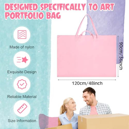 Abbylike 1 Pcs 48x36 Inch Art Portfolio Bag Pink Large Waterproof Nylon - color: Pink, size: 48 x 36 Inch