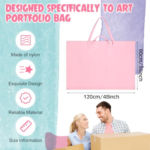 Abbylike 1 Pcs 48x36 Inch Art Portfolio Bag Pink Large Waterproof Nylon - color: Pink, size: 48 x 36 Inch
