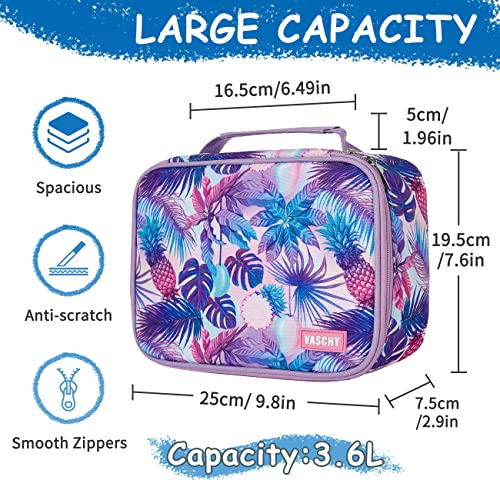 VASCHY Large Pencil Case Bag, Art Supply Marker Organizer Big Pen Pouch with Detachable Layers Slots Multiple Zipper Pockets for Kids Adults School Office Purple - color: Purple Pineapple