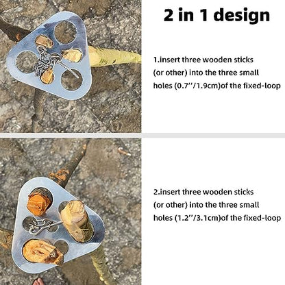 Stainless Steel Camping Tripod Board,Turn Branches into Campfire Tripod | Campfire Support Plate with Adjustable Chain for Hanging Cookware,Rustproof,Portable Camping Gear - color: Plus