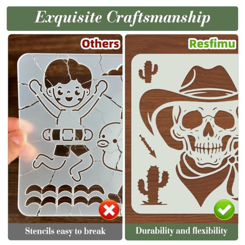 Skull Pirate Stencils for Crafts Reusable 24Pcs Stencils(7.8X7.8 Inch) - color: Skull 3