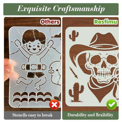 Skull Pirate Stencils for Crafts Reusable 24Pcs Stencils(7.8X7.8 Inch) - color: Skull 3