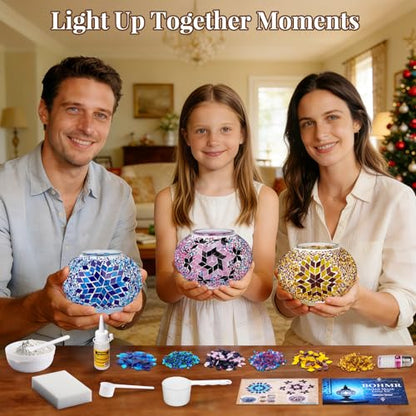 DIY Turkish Mosaic Lamp Kit for Adults,Swan-Neck Stained Glass Lamp Making Kit- Easy,Fun,No Experience Needed, Mosaic Art & Craft Project Kits for Adults & Teens,Make Your Own Table Lamp,Purple - color: Safranbolu Violet