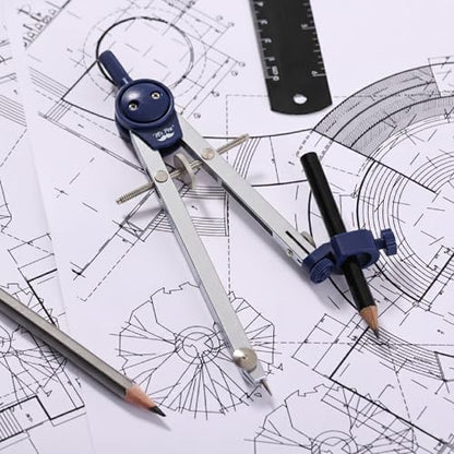 Mr. Pen- Metal Geometry Compass, Center-Wheel Design - color: Silver