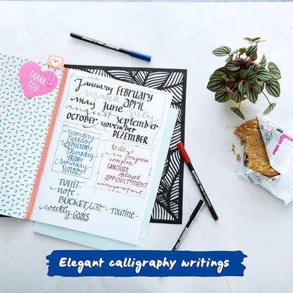 edding 1255 calligraphy pen - steelblue - 3 pens - calligraphy nib 2-5 mm - fibre pens for paper, wood, terracotta, canvas - hand lettering, bullet journals, thank you cards, calligraphy books - color: steel blue