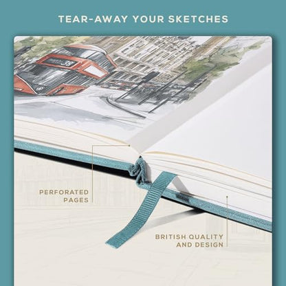 Beechmore Books A4 8.5x11 Mixed Media Sketchbook 160 GSM/98LB with Gift Box - color: Arctic Teal, size: A4 - 8.5" x 11.5" Large