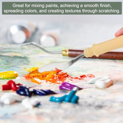 YOKIVE 14 Pcs Stainless Steel Palette Knife, Professional Art Spatula Set Oil Painting Accessories Color Mixing Scraper with Wood Handle, Great for Canvas Acrylic Painting (Red Brown) - color: Red Brown