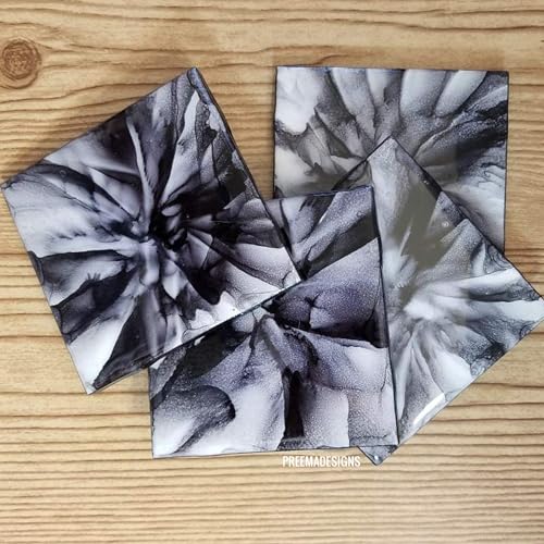 Pixiss Grayscale Alcohol Ink Set - 5 Shades of Highly Saturated Alcohol Ink for Epoxy Resin Supplies, Yupo Paper, Tumblers, Coasters - Resin Colorant for Epoxy Resin and Resin Art Supplies - color: White