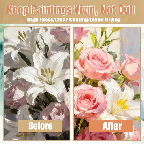 Gloss Acrylic Varnish with Pump, High Gloss Clear Sealer for Acrylic Paintings, Quick-Dry Water-Based Non-Toxic, UV & Yellowing Protection, Multi-Surface with Bonus Brush (250 ml) - size: 250 ml